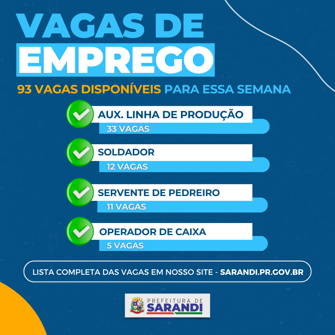 Agência do trabalhador de Sarandi inicia semana ofertando 93 vagas de emprego